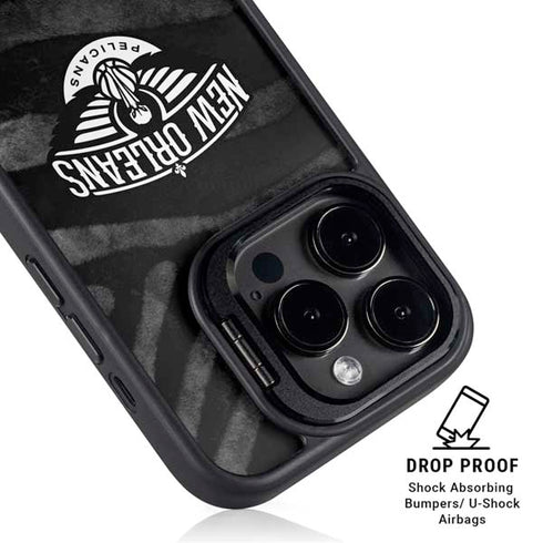 NBA New Orleans Pelicans Black Animal Print iPhone 15 Pro Kickstand Case